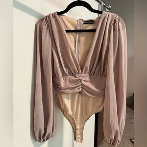 Pretty Little Thing nude bodysuit. Only warn once, true to size!